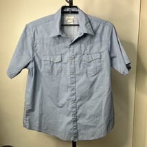 Wrangler Shirt Mens 2XL Pearl Snap Blue Short Sleeve Plaid Western Rodeo - $18.69