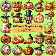 Watercolor Halloween Pumpkin Clipart: Spooky PNG Bundle (Digital Download) - $2.46 CAD