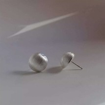 Minimalist Chic: Sterling Silver 990 Brushed Half Dome Stud Earrings - £21.83 GBP