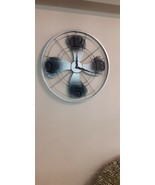 Metal Industrial Wall Clock Silver Fan Black Dust Retro Vintage Round Ho... - £140.08 GBP