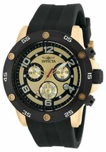 NEW Invicta 20034SYB Men&#39;s Pro Diver Gold Textured Dial Black Silicone Watch 18K - £78.07 GBP