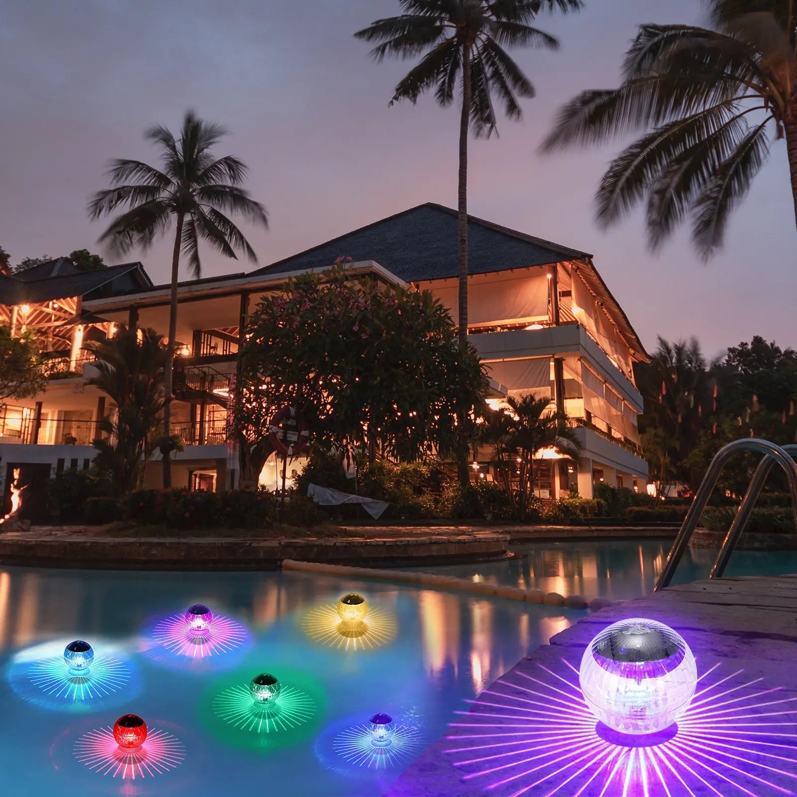 7 Colors Changing Solar Floating Pool Lights Floating Lights Garden Deco... - $175.80