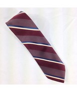 Austin Manor Maroon Striped Polyester Woven Short Tie 55&quot;x3.25&quot; Used - $9.55 CAD