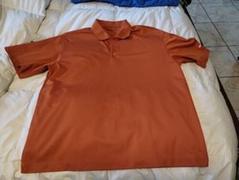 Nike Polo Shirt Mens Large Orange Short Sleeve Standard Fit Golf Dri Fit - £12.37 GBP