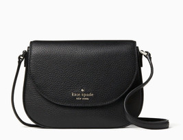 Kate Spade leila mini flap Leather Crossbody Saddle Bag ~NWT~ Black - £77.31 GBP