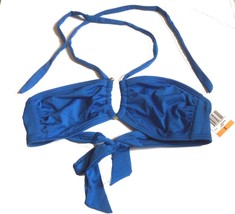 Bar III Blue Ring Top Bandeau Bikini Swimsuit Top w/Halter Straps Size Small NWT - £25.17 GBP
