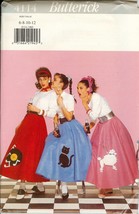 Butterick 4114 Poodle Skirt 50s Misses Costume sewing pattern Record Cat UNCUT - £4.54 GBP