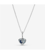 S925 Sterling Silver Sparkling Blue Moon &amp; Stars Heart Necklace,Gift for... - $28.70 CAD