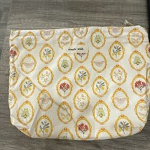 Women&#39;s Pochette Cosmetic Bag Beige Floral Pouch 10&quot;x 8&quot; NEW - £13.22 GBP