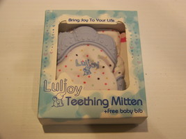 LuliJoy Teething Mitten Set of 2 – Baby Glove Teether Adjustable Strap &amp; Bib - £7.03 GBP
