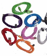 5 CORDS IPHONE5 CLOTH CABLE  BULK LOT cell accessory  IPHONE 6 NEW PHONE... - $362.22 MXN