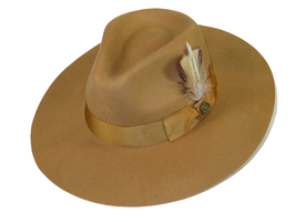 Mens Hat By BRUNO CAPELO Australian Wool Wide Brim Fedora Duke DU723 Acorn Camel - £44.58 GBP