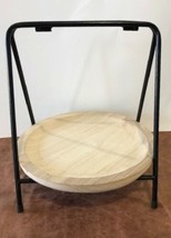 Rustic Wood Round Serving Dish Food Tray Stand Centerpiece Unstained Primitive - £23.96 GBP