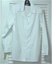 Darue Sport White Cotton/Spandex Long Sleeve Shirt Size 8 NEW - £10.82 GBP