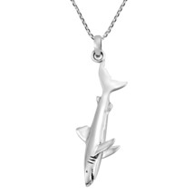 Ocean Lover Sleek Diving Shark Animal Fish Sterling Silver Pendant Necklace - £25.47 GBP