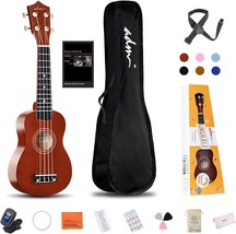 The Adm Soprano Ukulele For Beginners 21 Inch Hawaiian Wood, And A Tuner... - $42.98
