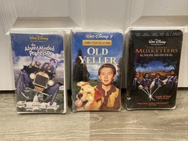 New Sealed 3 Walt Disney Vhs Movies Absent Minded Prof, Old Yeller &amp; Three Musk - £16.75 GBP