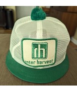 Vintage Rare Inter Harvest Short Brim Pom Trucker Farmer Patch Hat Green... - £30.33 GBP
