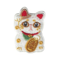 Cute Lucky Cat Iron On Patch 2&quot; Small Maneki Neko Kitty Embroidered Applique New - £3.10 GBP