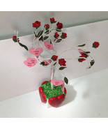 Table top adjustable tree with pink hearts and fake roses Valentine holiday - $23.76