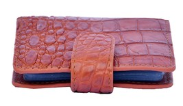 Newly Fuzzy Wuzzy Brown Button Closure Precise Crocodile Leather Card Wallet - $179.99