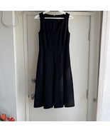 St John Caviar Sleeveless V Neck Pleated A Line Dress Belted Black SZ 2 ... - $137.18 CAD