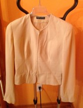 Giorgio Armani Beige Collarless Jacket 100% Pure New Wool SZ S Made in Italy VTG - £62.93 GBP