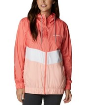 Columbia Womens Sandy Sail Windbreaker Jacket Size Small, Salmon/White/Pink Sand - £52.69 GBP