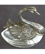 Vintage Pressed Glass Swan Salt Cellar with Sterling Silver Swan Top – S... - $40.73 CAD