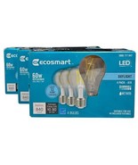 12 EcoSmart 60W LED Light Bulb A19 Dimmable Clear Glass Filament Daylight - $560.33 MXN