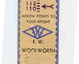 F W Woolworth 5 &amp; 10 Cent Store Weight Machine Card with Fortune  - $17.82