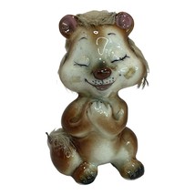 Vintage Kitsch Cute Lion Chunky Cheeks Ceramic With Fur Hair Figurine W/... - £11.07 GBP
