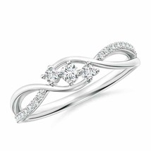 ANGARA 2.5mm Natural Diamond Infinity Twist Three Stone Bypass Ring in Silver - £241.44 GBP+