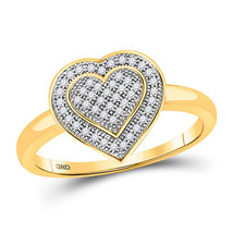 10kt Yellow Gold Womens Round Diamond Heart Ring 1/6 Cttw - £242.47 GBP