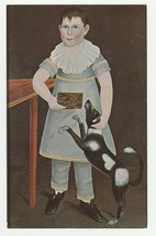 Vintage Postcard Child and Dog Young Man in Gray Linen Suit 1815 Painting - $7.91