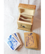 Vintage Wooden Playing Card Box With 2 Sets Of Vintage Playing Cards - $1,042.98 MXN