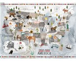 31.5&quot; X 44&quot; Panel United States of America East to West Cotton Fabric D4... - $13.96