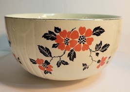 Hall&#39;s Superior Kitchenware Red Poppy/Black Leaves 8.75&quot; Mixing Bowl - $30.00