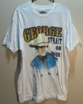 George Strait On Tour Vintage 1996 Terri Clark C&amp;W Double-Sided White T-... - $66.63