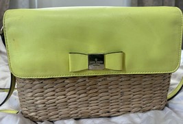 Kate Spade Yellow Wicker Shoulder Bag Straw Crossbody Purse Summer MBb0325 - $73.99