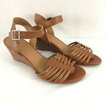 Susina Womens Sandals Wedge Heel Strappy Leather Ankle Strap Brown Size 11 - £26.97 GBP