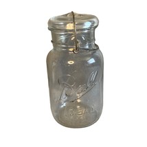 Ball Ideal Quart Canning Jar Clear Wire Bail and Glass Lid Vintage - £7.75 GBP