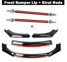 For Mercedes-Benz CLA 200 250 C300 Glossy Black/Red Front Bumper Lip+Strut Rods - £62.95 GBP