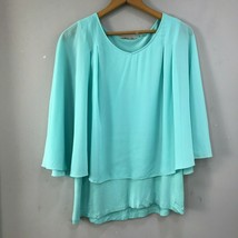 Soft Surroundings Sheer Light Teal Blouse Top Size XS Sleeveless with Ov... - $16.96