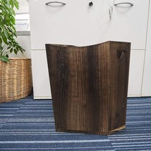 Home Office Dustbin Rectangular Trash Can Garbage Can Rustic Wooden Wast... - $40.99
