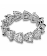 4.5mm Heart Cut Simulated Diamond 925 Silver Full Eternity Wedding Band ... - €81,77 EUR