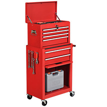 2 PCS Rolling Tool Cabinet Storage Chest Box Garage Box Organizer w/ 6 Drawers - £238.99 GBP