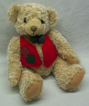 Hallmark Tan Sitting Teddy Bear In Red Vest 9&quot; Plush Stuffed Animal Toy - £14.41 GBP