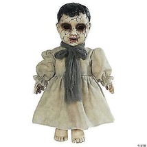 Cracked Face Doll Animated Prop Halloween Scary Creepy Eerie Sounds MR122979 - £43.95 GBP