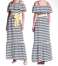 $178 Eliza J We Love Stripes Maxi Dress 8 Medium Ivory Navy Lined Cheerf... - £61.48 GBP